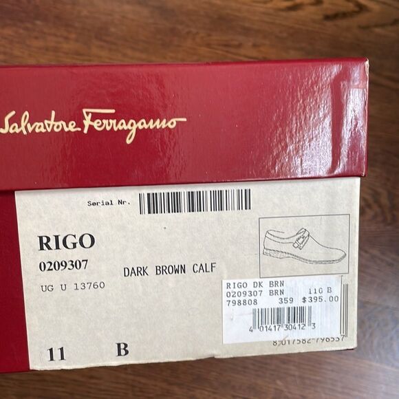 Vtg Salvatore Ferragamo‎ “Rigo” dark brown calf dress shoes with side buckle main image 6